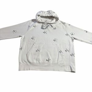 Nike Hoodie | White/Grey All-Over Print | Size Medium